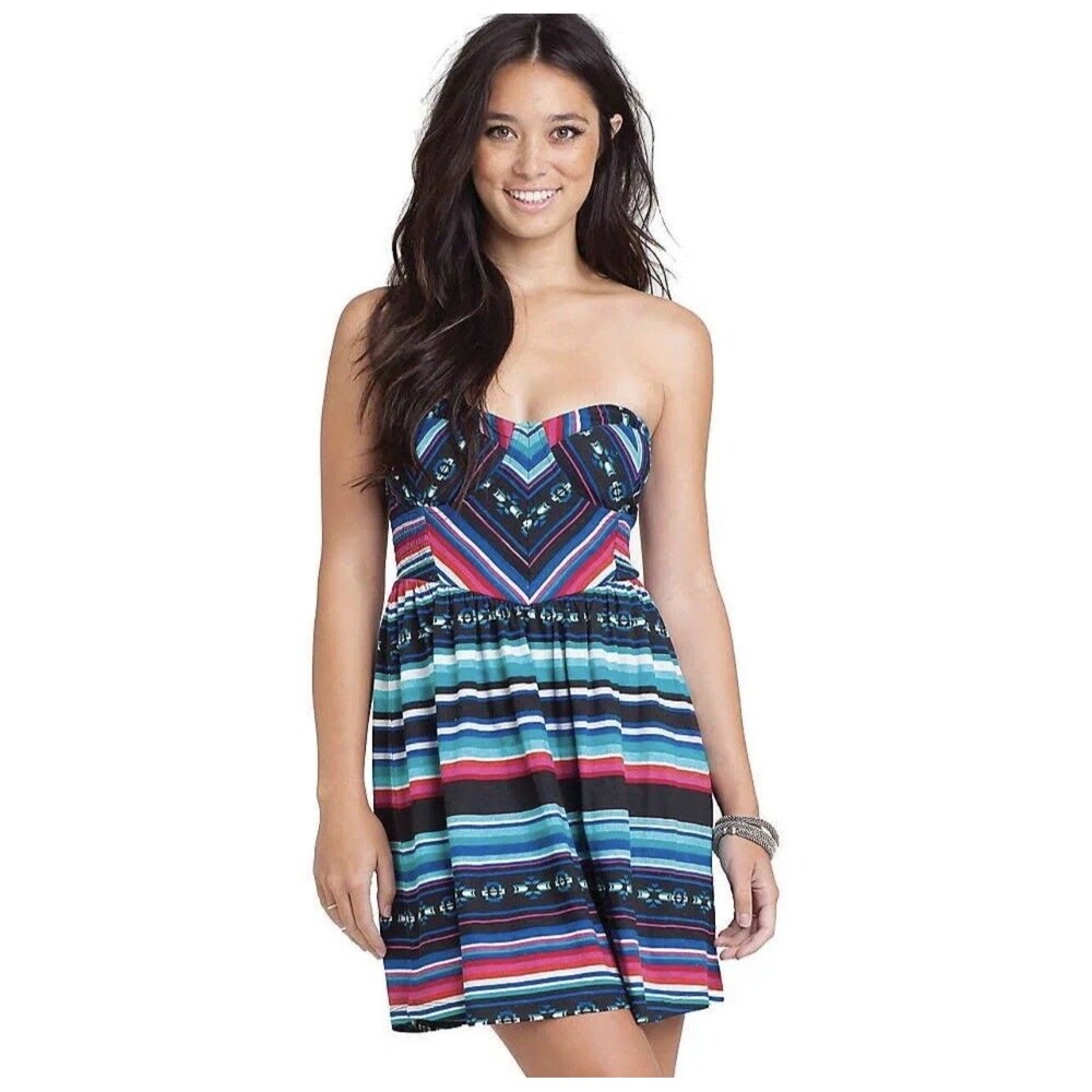 Billabong Southwest Spread the News Dress Strapless Mini Y2K Juniors Size M NWT